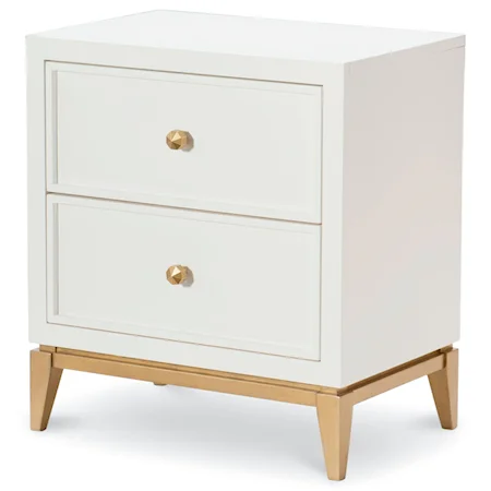 2 Drawer Night Stand with Gold Accents